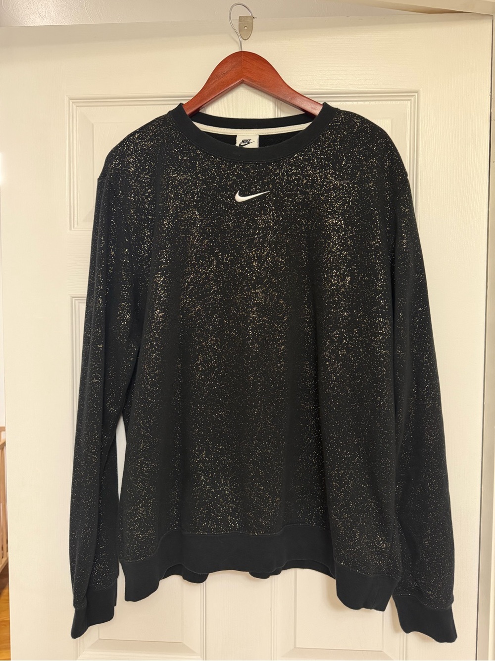 Nike Women’s Black Crewneck Sweatshirt with Gold Sparkles